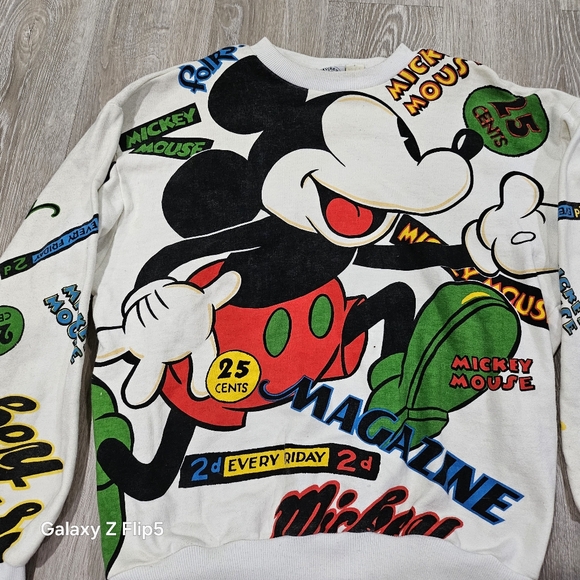 Vintage 90’s Mickey Mouse All Over Print Sweatshirt Crewneck Mickey Mouse Disney - Picture 2 of 7